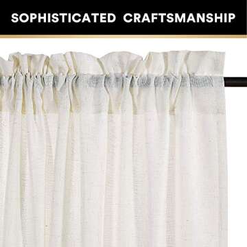 PrinceDeco Linen Curtains 96 Inch Long Light Reducing Panels Drapes for Living Room Energy Saving Wi...