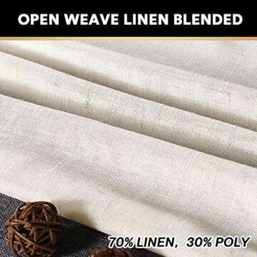 PrinceDeco Linen Curtains 96 Inch Long Light Reducing Panels Drapes for Living Room Energy Saving Window Treatments Draperies for Bedroom 2 Panels (Ivory, 52" W x 96" L)