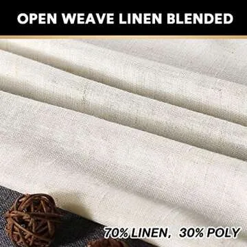 PrinceDeco Linen Curtains 96 Inch Long Light Reducing Panels Drapes for Living Room Energy Saving Window Treatments Draperies for Bedroom 2 Panels (Ivory, 52" W x 96" L)