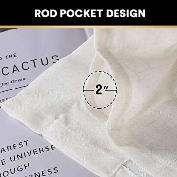 PrinceDeco Linen Curtains 96 Inch Long Light Reducing Panels Drapes for Living Room Energy Saving Window Treatments Draperies for Bedroom 2 Panels (Ivory, 52" W x 96" L)