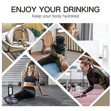 Chunmo 64oz Glass Water Bottle with Straw and Time Marker