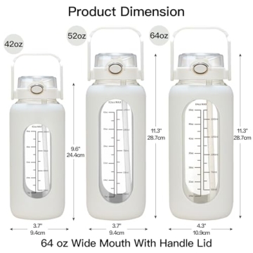 Chunmo 64oz Glass Water Bottle with Straw and Time Marker