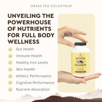 Ancestral Supplements Grass Fed Beef Colostrum Supplement, 3000 mg, Offers Immune Support and Promotes Gut Health, Athletic Performance, Healthy Iron Levels, Growth and Repair, Non GMO, 180 Capsules