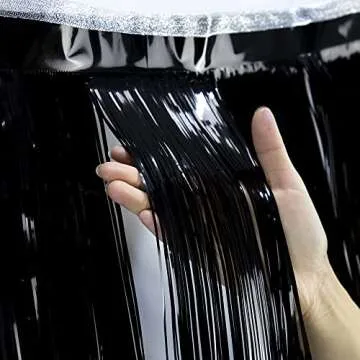 Premium Black Fringe Tinsel Garland for Party Decorations -4 Layers Thick, 2 Pack | LILF Foil Metallic Banner Party Streamers for Wedding Birthday Christmas Decoration Home Hanging