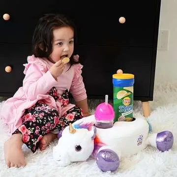 Cup Cozy Critters-The Cuddly Cute Cup Holder-Perfect for Drinks, Snacks, Phones, Remotes and More! (White Unicorn)