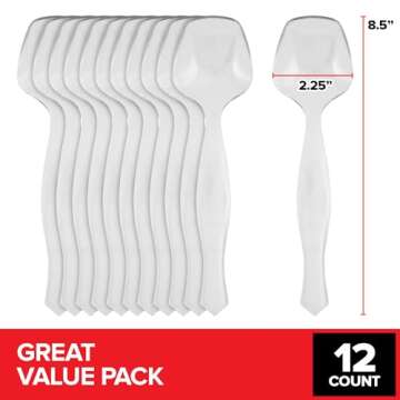12 Count Disposable Serving Spoons, Clear Plastic Serving Spoons for Catering Weddings, Holiday Part...