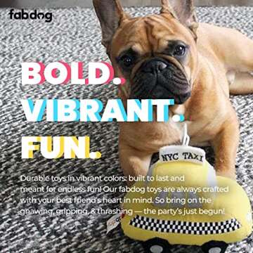 fabdog Dog Plush Toys - Fun Squeaky Puppy Toys - New York City Taxi - Makes for Awesome Gift - Dog Toys That Puppies Love | NYC Metro Card Small Plush Dog Toy