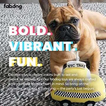 fabdog Dog Plush Toys - Fun Squeaky Puppy Toys - New York City Taxi - Makes for Awesome Gift - Dog Toys That Puppies Love | NYC Metro Card Small Plush Dog Toy