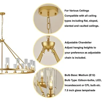 Stylish Uboxin Gold Wagon Wheel Chandelier for All Rooms
