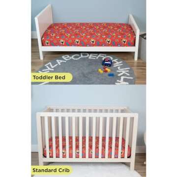 Paw Patrol Sheet Set - Fits Toddler Bed or Crib Mattress - Fitted Sheet and Reversible Pillowcase, R...