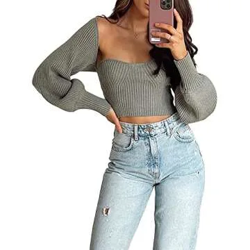 Chic Women's Open Front Bolero Shrug with Lantern Sleeves