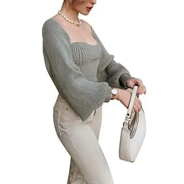 Chic Women's Open Front Bolero Shrug with Lantern Sleeves