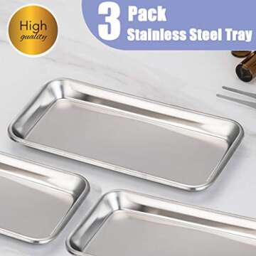 3 Pack Professional Medical Surgical Stainless Steel Dental Procedure Tray Thickening Lab Instrument...