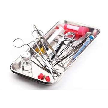 3 Pack Professional Medical Surgical Stainless Steel Dental Procedure Tray Thickening Lab Instrument Tools Trays -Flat Type (8.6" * 4.3" * 0.8", 3)