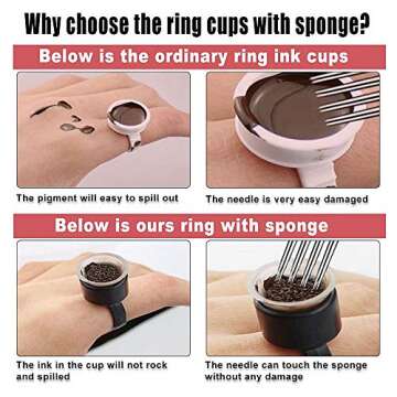 50Pcs Adjustable Ink Ring Cups for Makeup & Tattoo