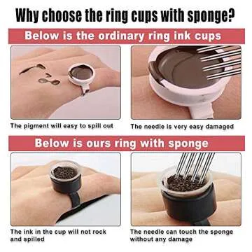 50Pcs Adjustable Ink Ring Cups for Makeup & Tattoo