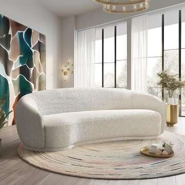 Meridian Furniture 693Cream-S Hyde Collection Modern | Contemporary Boucle Fabric Upholstered Sofa