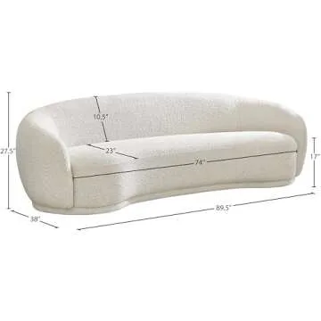Meridian Hyde Collection Modern Boucle Sofa - Cream