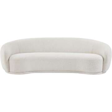 Meridian Hyde Collection Modern Boucle Sofa - Cream