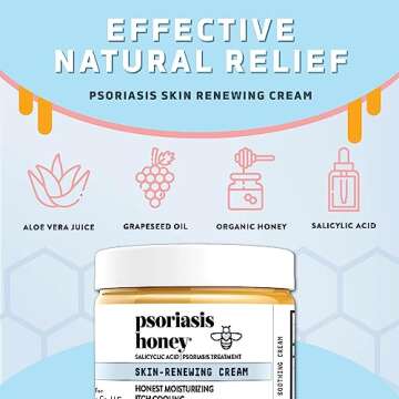 PSORIASIS HONEY Skin-Renewing Cream - Eczema & Seborrheic Dermatitis Cream - Psoriasis Treatment for...