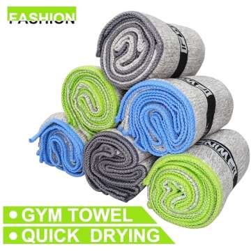 IFWIND 6 Pack Microfiber Gym Towels for Working Out，Fast Drying Workout Accessories Sweat Towels f...