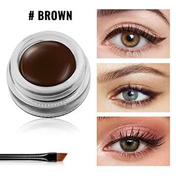 Erinde Brown Gel Eyeliner, Waterproof Long Lasting Cream Eyeliner Gel, High-Intensity Pigments Smudg...