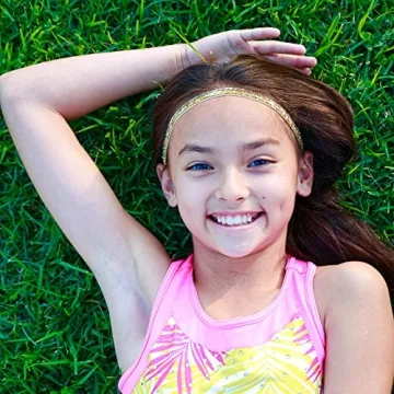 FROG SAC 6 Glitter Headbands for Girls, Adjustable Non Slip Thin Stretch Elastic Sports Headband for Teens, Cute Stretchy Athletic Sports Hair Accessories for Kids