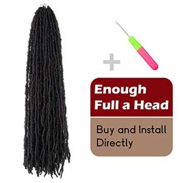 The BOHOBABE 24 Inch Light Weight Butterfly Locs Crochet Hair 6 Packs Long Black Distressed Butterfly Faux Locs Crochet Hair, 1B