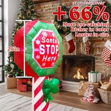 5.5 FT Santa Stop Here Sign Inflatables Decorations with Led Light, Christmas Funny Blow Up Decoration for Outdoor, Xmas Decorations Holiday Outside Yard Garden Decor