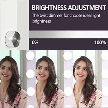 SHOWTIMEZ Hollywood Mirror with Lights, Lighted Vanity Mirror with 14 Dimmable LED Bulbs, 2 USB Ports and US Plugs, Tabletop or Wall-Mounted Makeup Mirror, White, W31.5xH25.5 inch