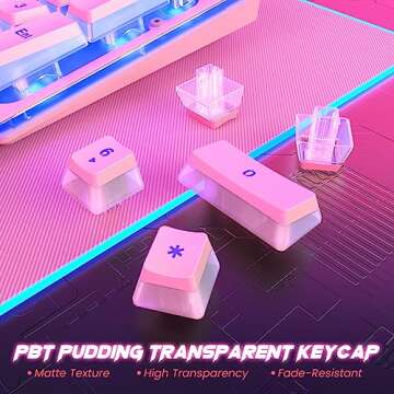 Pink Creamy Keyboard, 104 Keys All-Metal Panel, Rainbow LED Backlit Silent Gaming Keyboard, Wrist Rest, PBT Keycap, Anti-ghosting Keys, Light Up USB Wired Computer Keyboard for PC