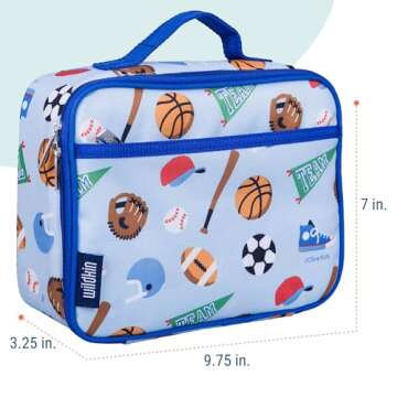 Wildkin Kids Insulated Lunch Box Bag for Boys & Girls, Reusable Kids Lunch Box is Perfect for Early Elementary Daycare School Travel, Ideal for Hot or Cold Snacks & Bento Boxes (Game On)