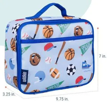Wildkin Kids Insulated Lunch Box Bag for Boys & Girls, Reusable Kids Lunch Box is Perfect for Early Elementary Daycare School Travel, Ideal for Hot or Cold Snacks & Bento Boxes (Game On)