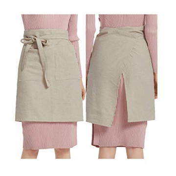 Cityelf Cotton Linen Bistro Half Apron for Cooking & Crafts
