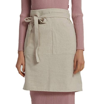 Cityelf Cotton Linen Bistro Half Apron for Cooking & Crafts