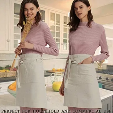 Cityelf Cotton Linen Bistro Half Apron for Cooking & Crafts