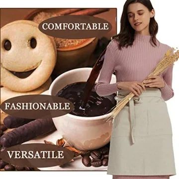 Cityelf Cotton Linen Bistro Half Apron for Cooking & Crafts