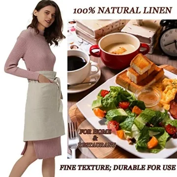 Cityelf Cotton Linen Bistro Half Apron for Cooking & Crafts