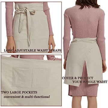 Cityelf Cotton Linen Bistro Half Apron for Cooking & Crafts