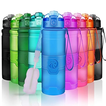 ZORRI Sports Water Bottle, 400/500/700ml/1L, BPA Free Leak Proof Plastic Bottles Outdoors,Camping,Cy...