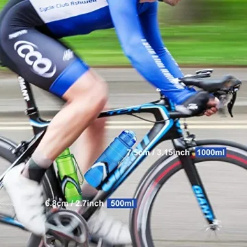 ZORRI Sports Water Bottle, 400/500/700ml/1L, BPA Free Leak Proof Plastic Bottles Outdoors,Camping,Cycling,Fitness,Gym,Yoga- Kids/Adults Drink Bottles Filter,Flip Top,Lockable Lid Open 1 Click