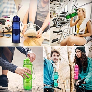 ZORRI Sports Water Bottle, 400/500/700ml/1L, BPA Free Leak Proof Plastic Bottles Outdoors,Camping,Cycling,Fitness,Gym,Yoga- Kids/Adults Drink Bottles Filter,Flip Top,Lockable Lid Open 1 Click