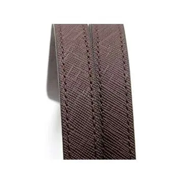 24” Saffiano Pattern Genuine Leather Purse Handles Brown
