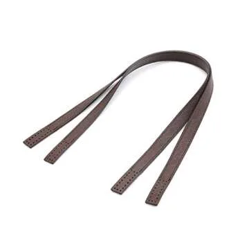 24” Saffiano Pattern Genuine Leather Purse Handles Brown