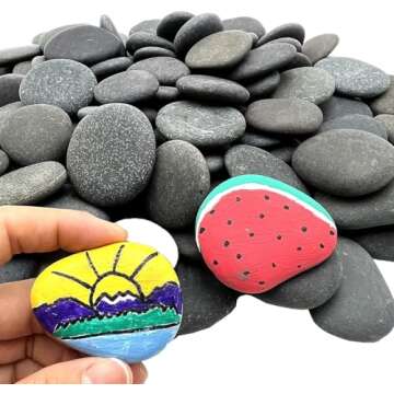 Lifetop 50PCS Smooth Painting Rocks for Arts and Crafts