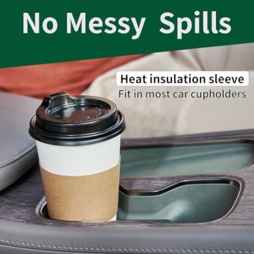 YEEHAW 16 oz 50 Pack Disposable Paper Coffee Cups with Lids & Sleeves, To Go Hot Cups for Coffee, Hot Beverage Drinking Cup, Ideal for Cafes, Bistros