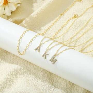 Yoosteel Initial Necklaces for Women Gifts, 14K Gold Plated Layered Gold Necklace Personalized CZ Letter M Pendant Initial Necklace Gold Layered Initial Necklace for Women Gold Jewelry for Women