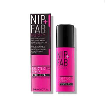 Nip + Fab Salicylic Acid Fix Serum Extreme 2% for Face with Aloe Vera and Purple Ginseng Extract, BHA Serum for Hydrating Skin Refine Pores Oil Control, 1.7 Fl Oz