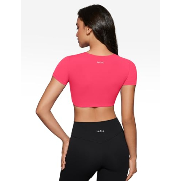 INGIA Women's Stylish Padded Crew Neck Workout Top