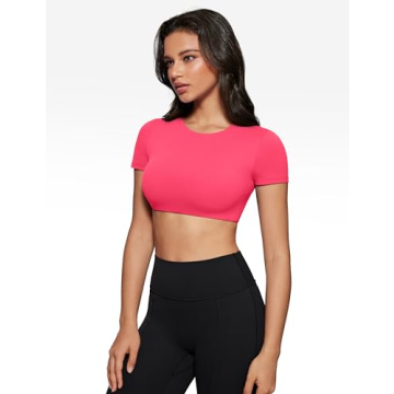 INGIA Women's Stylish Padded Crew Neck Workout Top